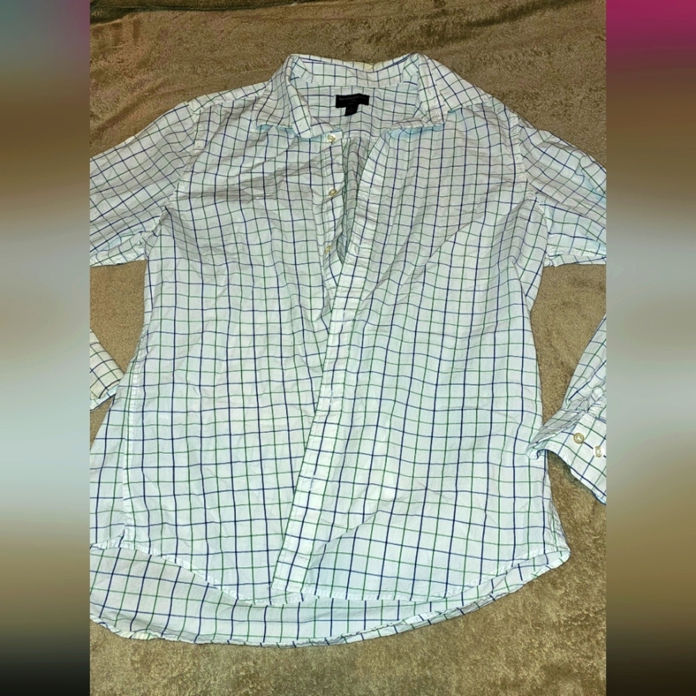 Banana Republic Men's Shirt Plaid Button Down Large Dlim Fit